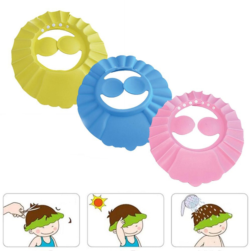 Baby Shower Caps Shampoo Cap Wash Hair Kids Bath Visor Hats Adjustable Shield Waterproof Ear Protection Eye Children Hats Infant